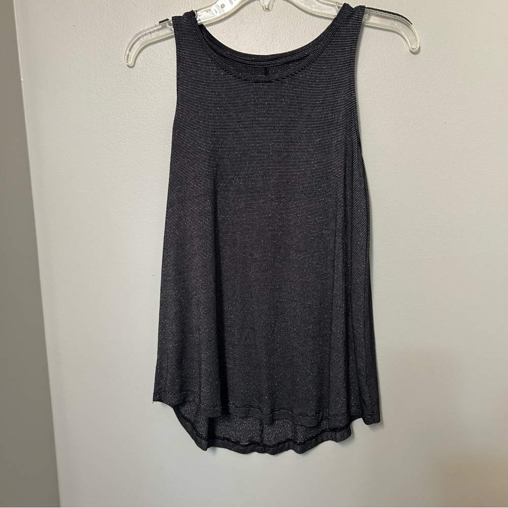 Nine West Soft Spun Women's Tank Top Black Silver Striped Sleeveless XS EUC